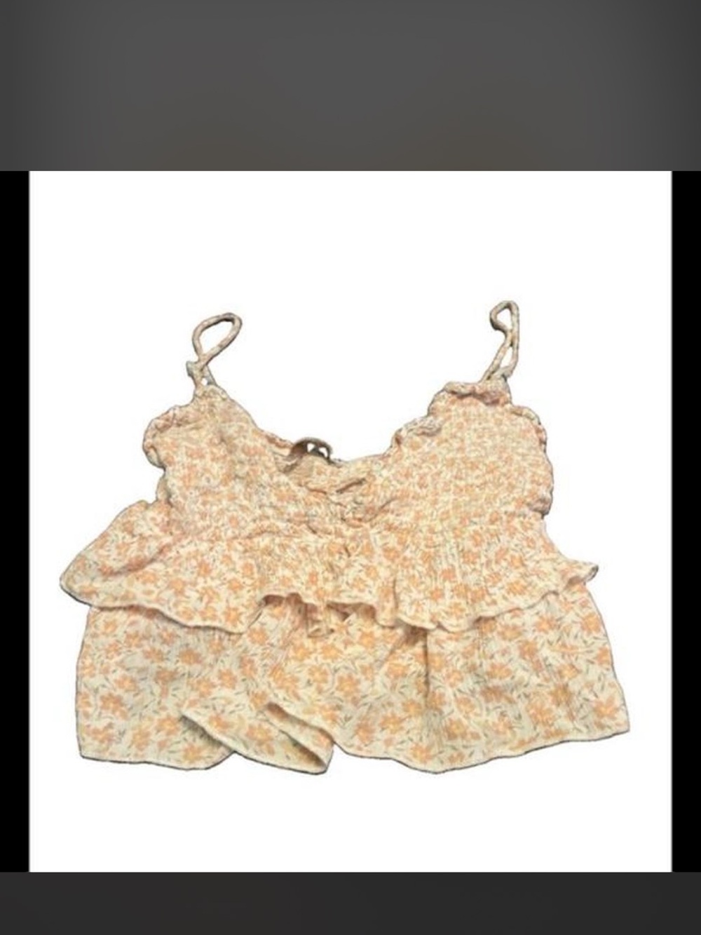 Smocked Ruffle Floral Tank Top - Pale Peach